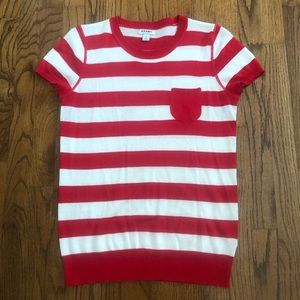 Old Navy Red White Striped Short Sleeve Sweater S